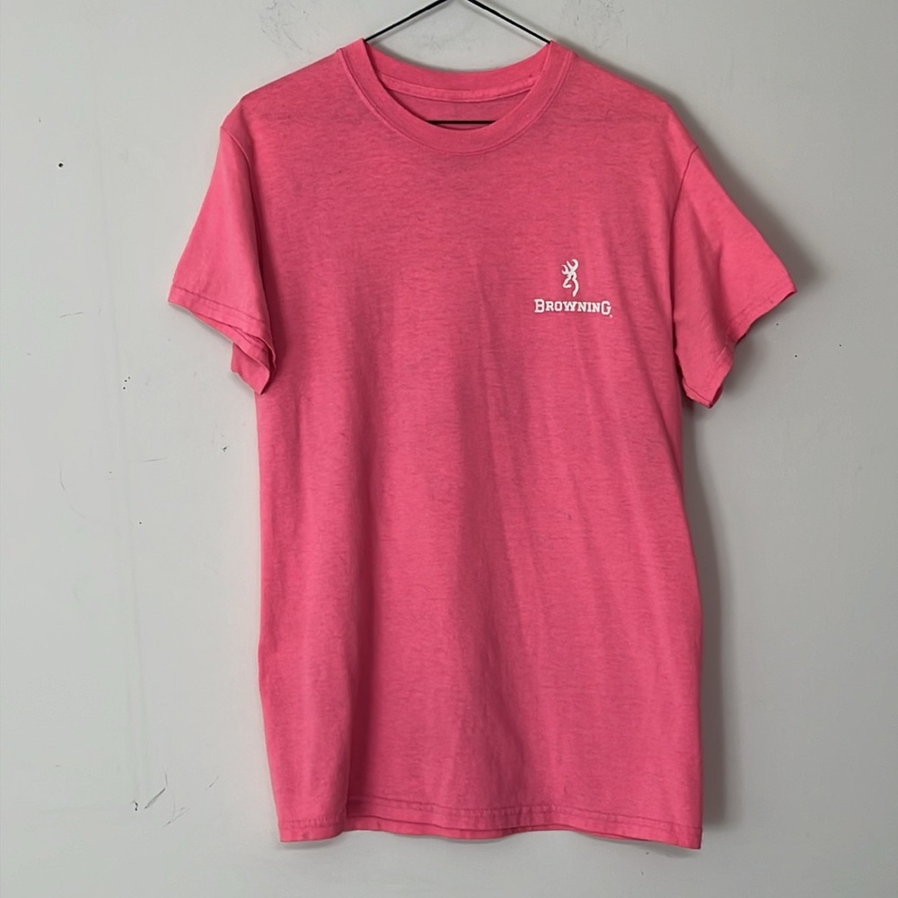 🌞 Browning short sleeve crew neck barbiecore pink tee name & logo women size S - Picture 12 of 16